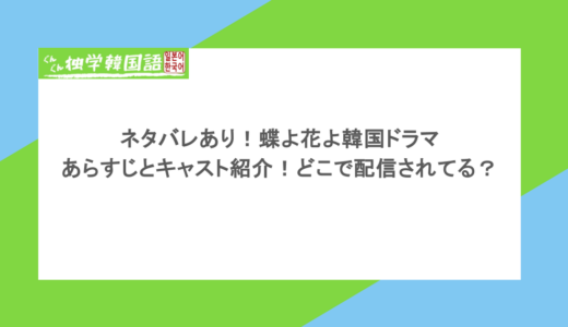 ネタバレあり！蝶よ花よ韓国ドラマあらすじとキャスト紹介！どこで配信されてる？